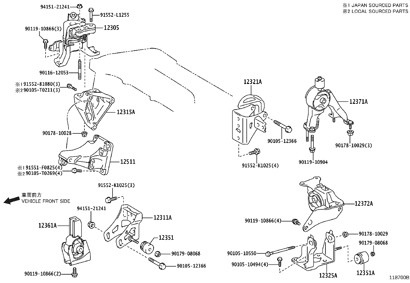 12372-21380 INSULATOR, ENGINE MOUNTING, LH(FOR TRANSVERSE ENGINE) product image