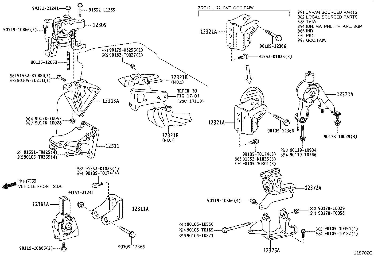 12372-21380 INSULATOR, ENGINE MOUNTING, LH(FOR TRANSVERSE ENGINE) product image