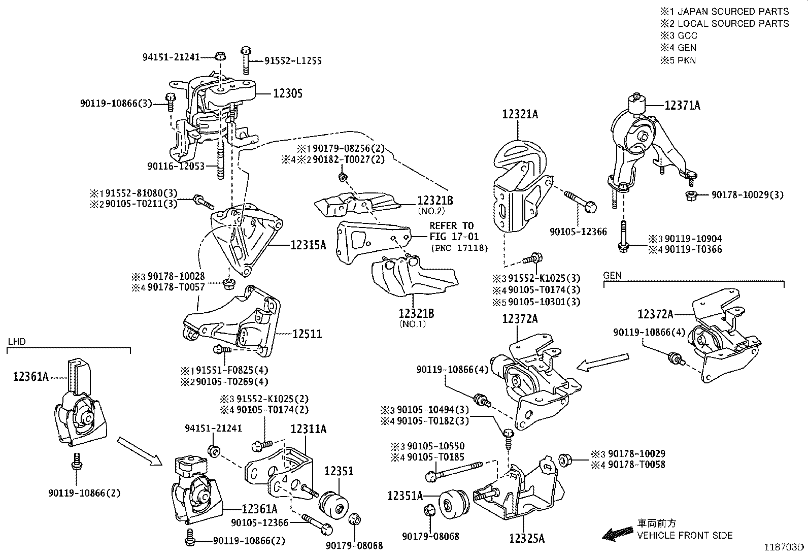 12372-21380 INSULATOR, ENGINE MOUNTING, LH(FOR TRANSVERSE ENGINE) product image