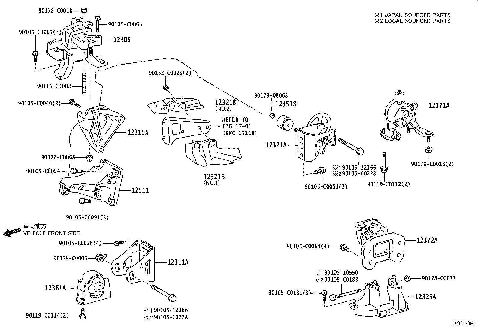 12281-0Y090 HANGER, ENGINE, NO.1 product image