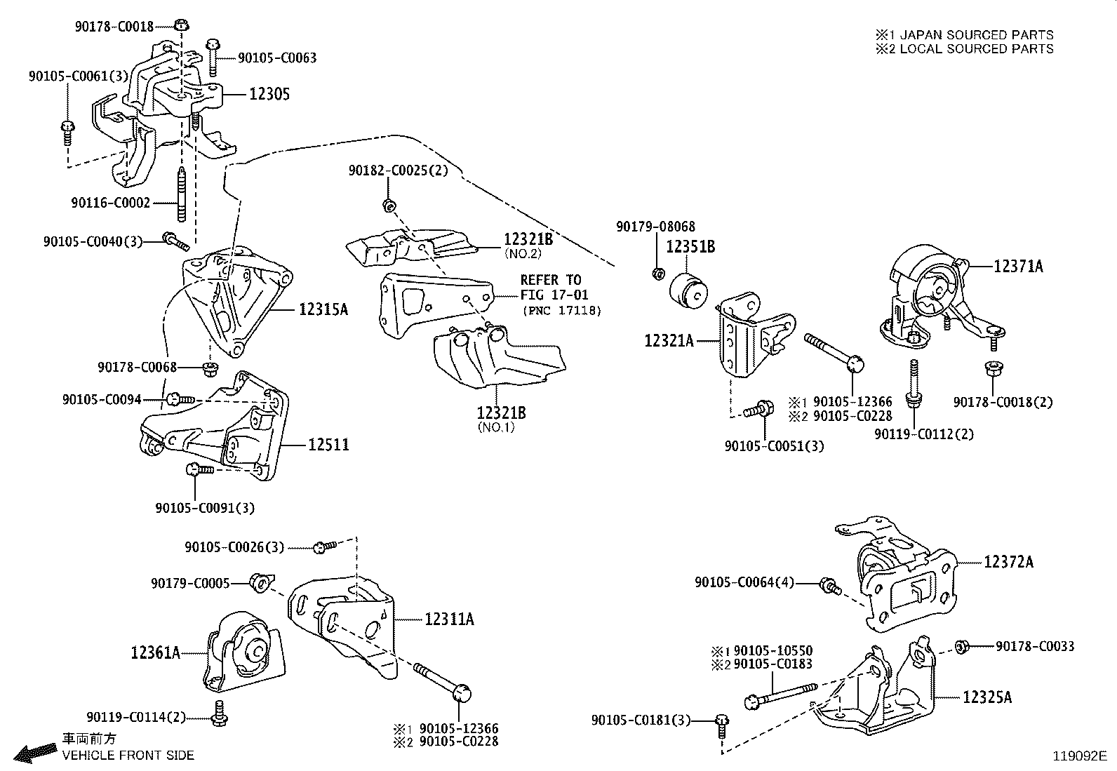 12281-0Y090 HANGER, ENGINE, NO.1 product image