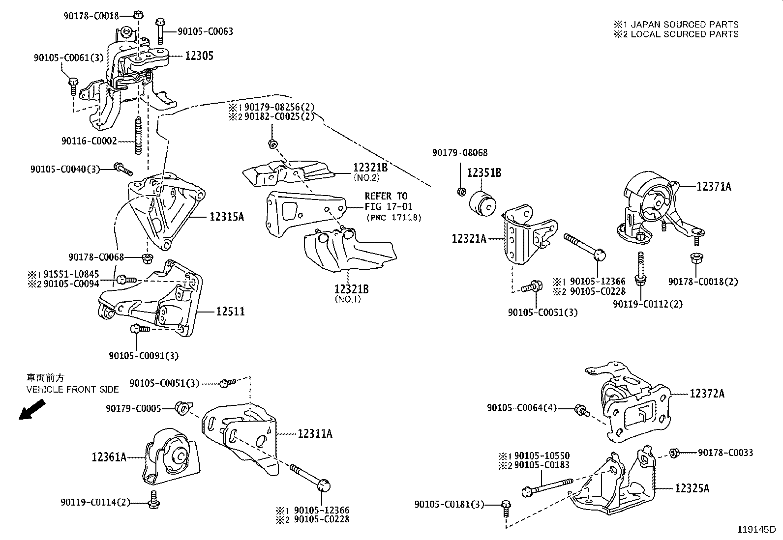 12372-0T520 INSULATOR, ENGINE MOUNTING, LH(FOR TRANSVERSE ENGINE) product image