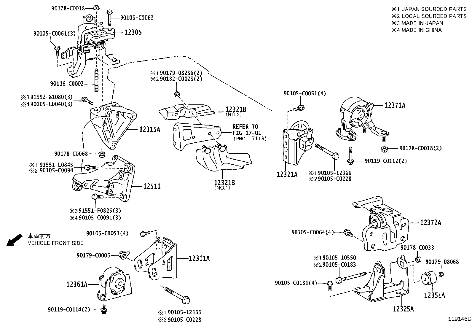 12372-0T520 INSULATOR, ENGINE MOUNTING, LH(FOR TRANSVERSE ENGINE) product image