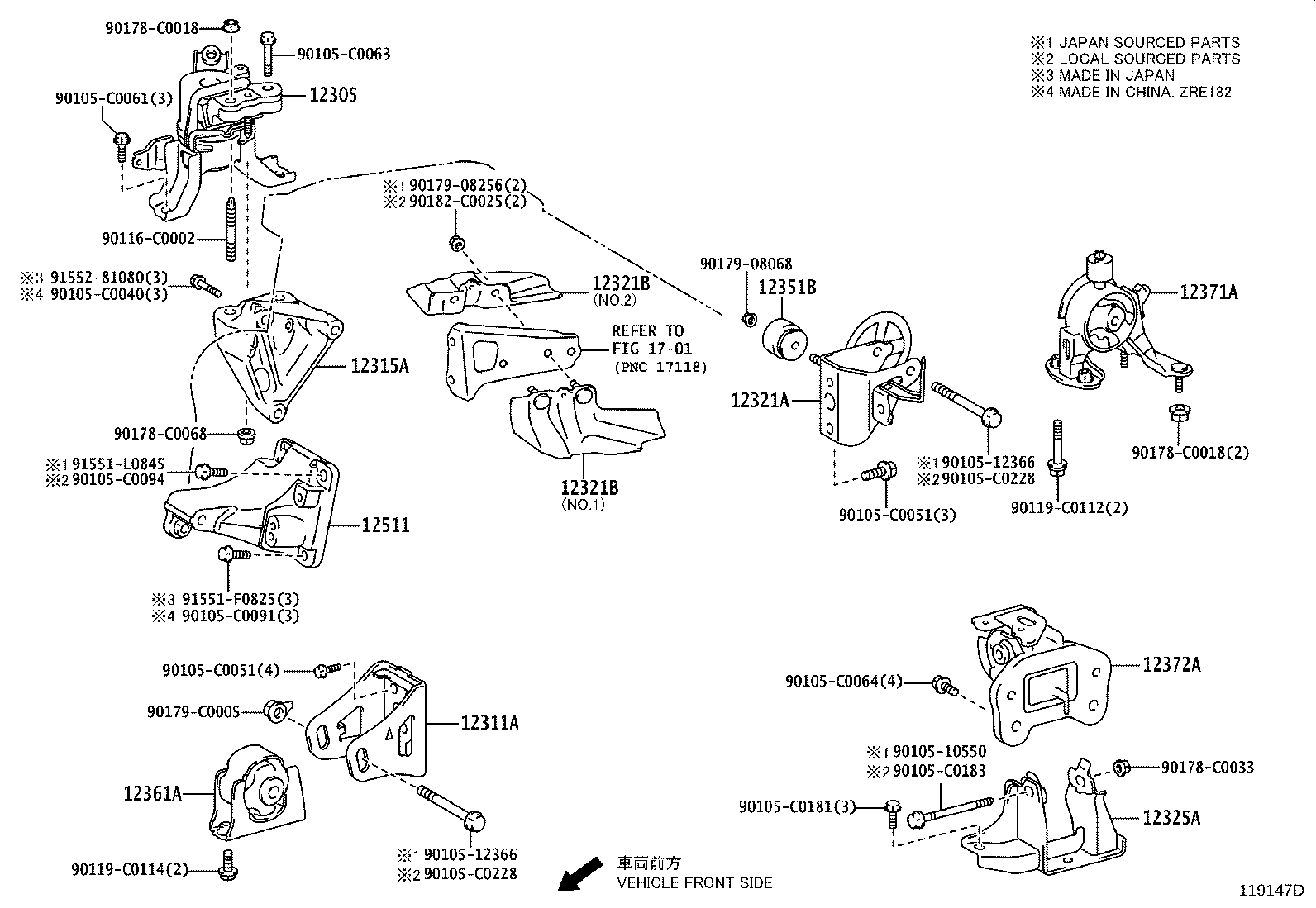 12372-0T520 INSULATOR, ENGINE MOUNTING, LH(FOR TRANSVERSE ENGINE) product image
