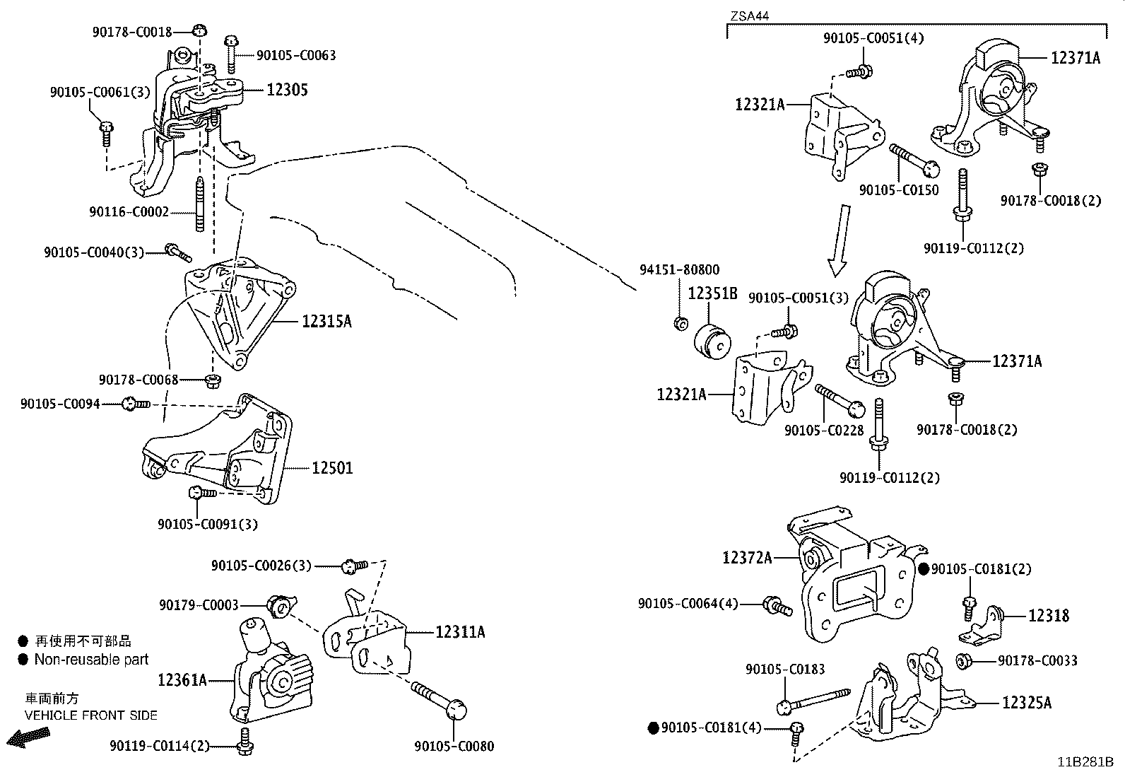 12372-0T360 INSULATOR, ENGINE MOUNTING, LH(FOR TRANSVERSE ENGINE) product image