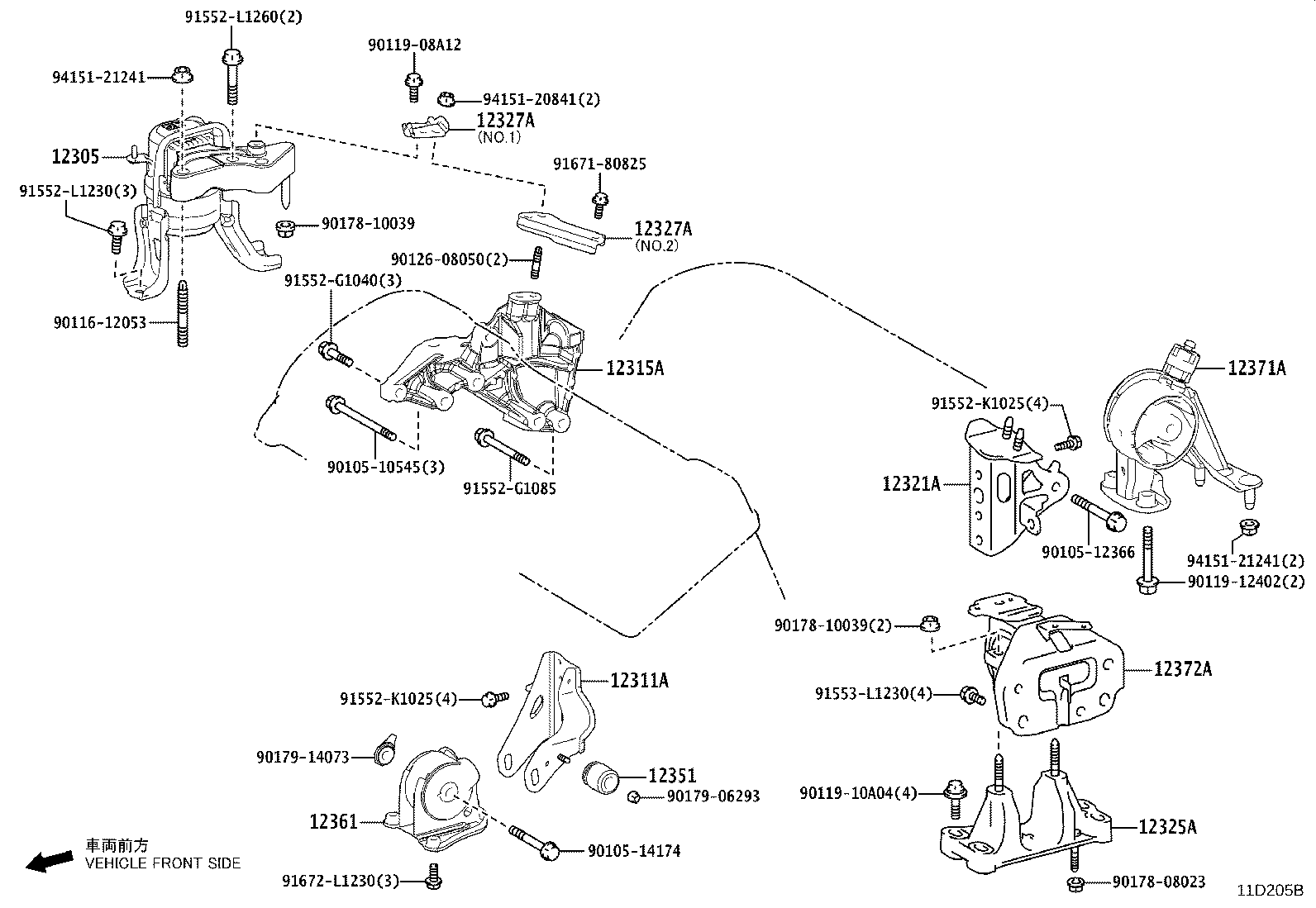 12305-36080 INSULATOR SUB-ASSY, ENGINE MOUNTING, RH product image