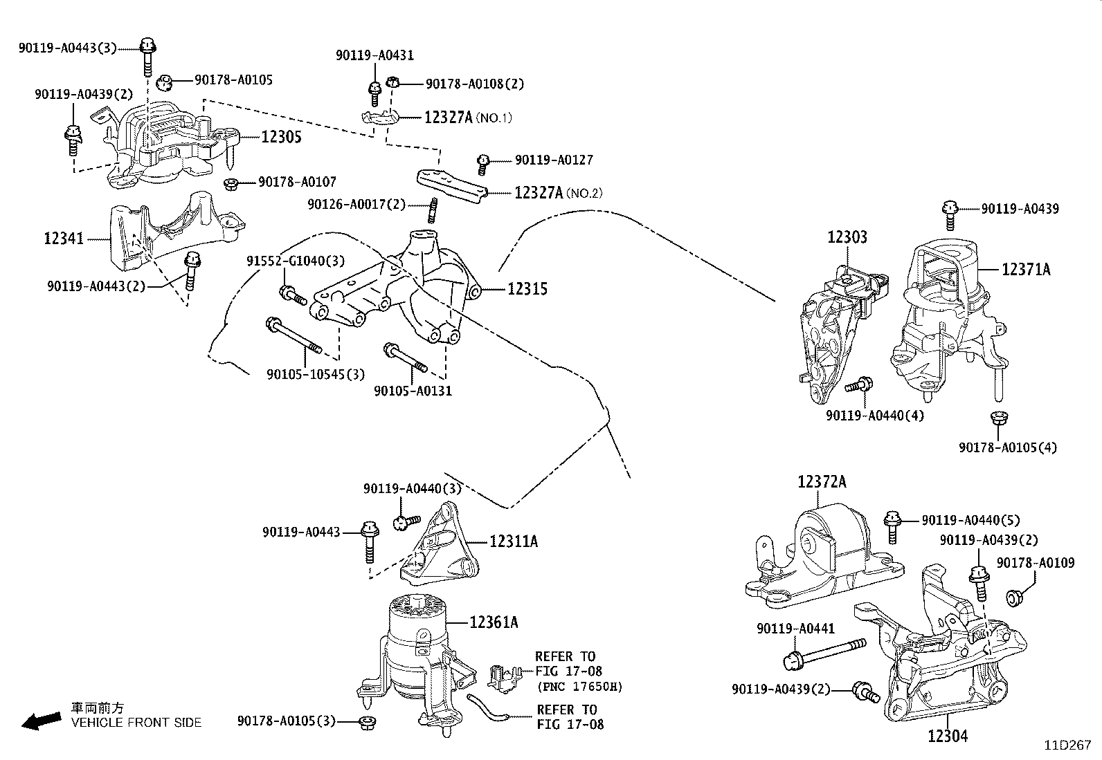 12303-0P040 BRACKET SUB-ASSY, ENGINE MOUNTING, REAR product image
