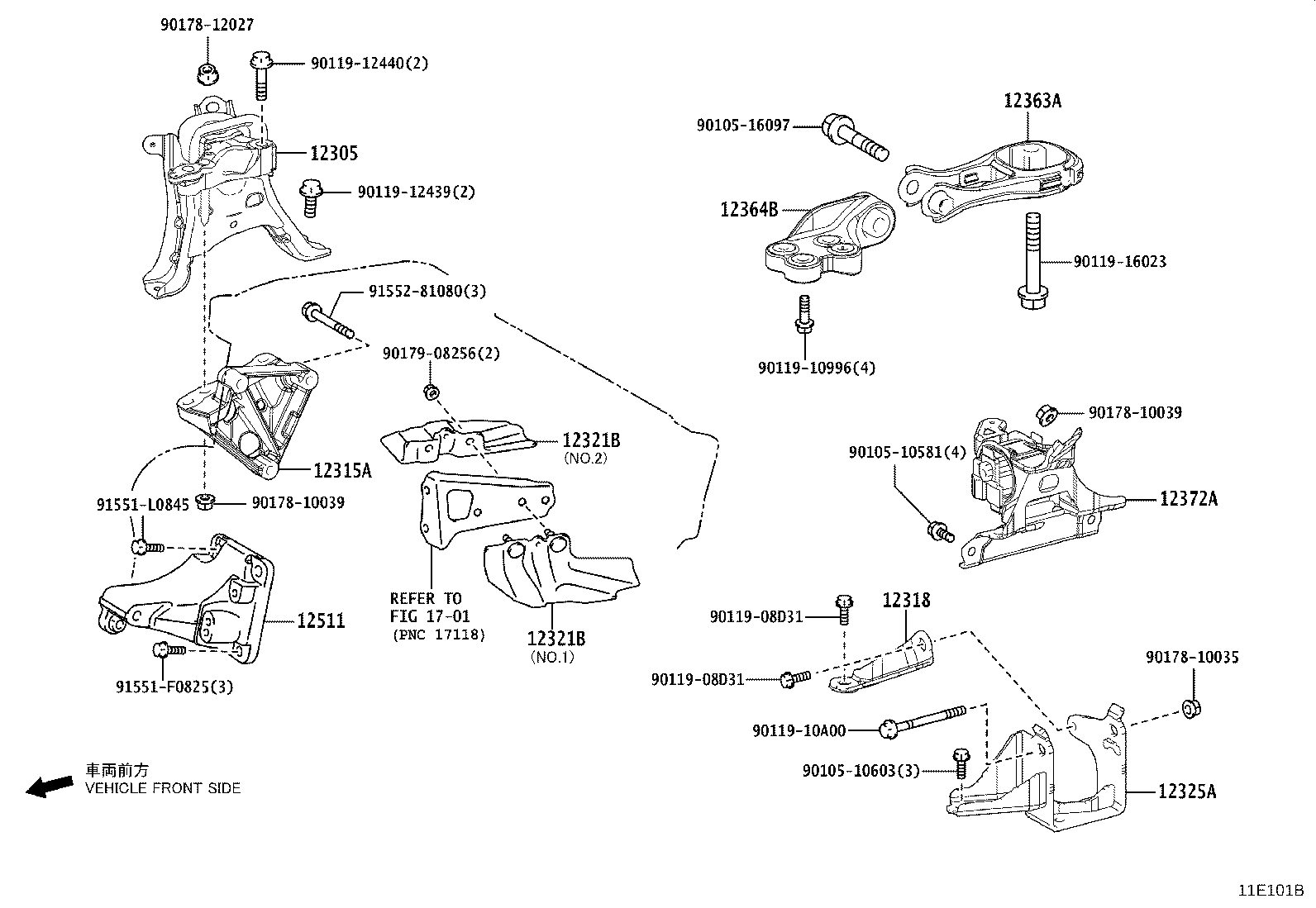 12372-24070 INSULATOR, ENGINE MOUNTING, LH(FOR TRANSVERSE ENGINE) product image