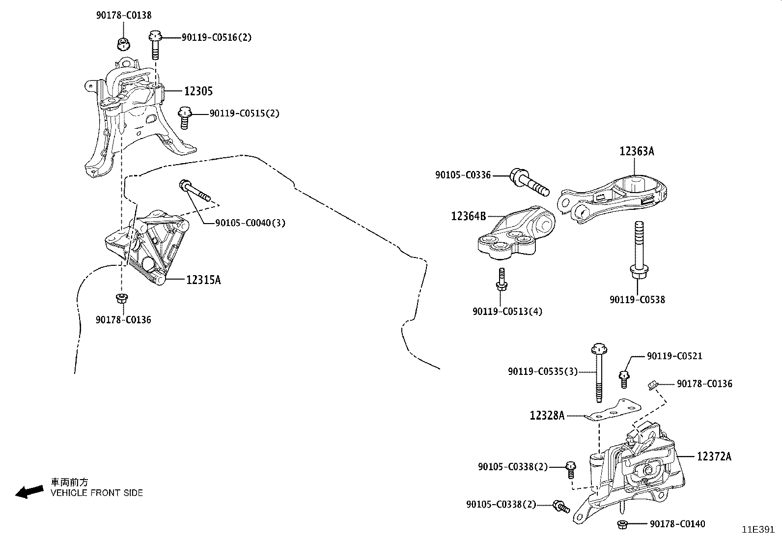 12281-F2010 HANGER, ENGINE, NO.1 product image