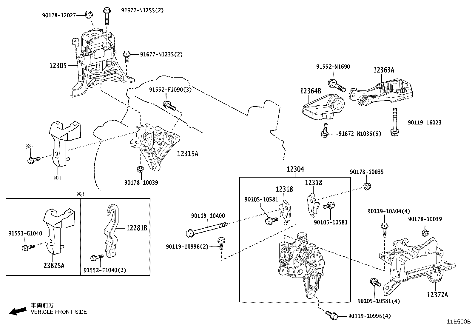 12315-F2020 BRACKET, ENGINE MOUNTING, RH(FOR TRANSVERSE ENGINE) product image