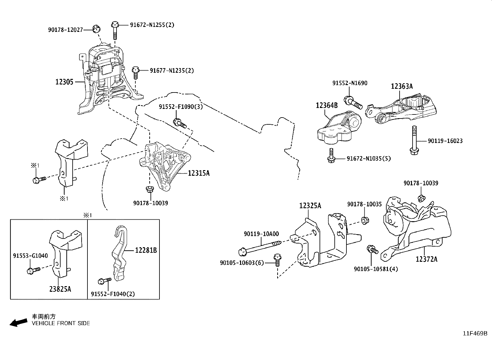 12315-F2020 BRACKET, ENGINE MOUNTING, RH(FOR TRANSVERSE ENGINE) product image