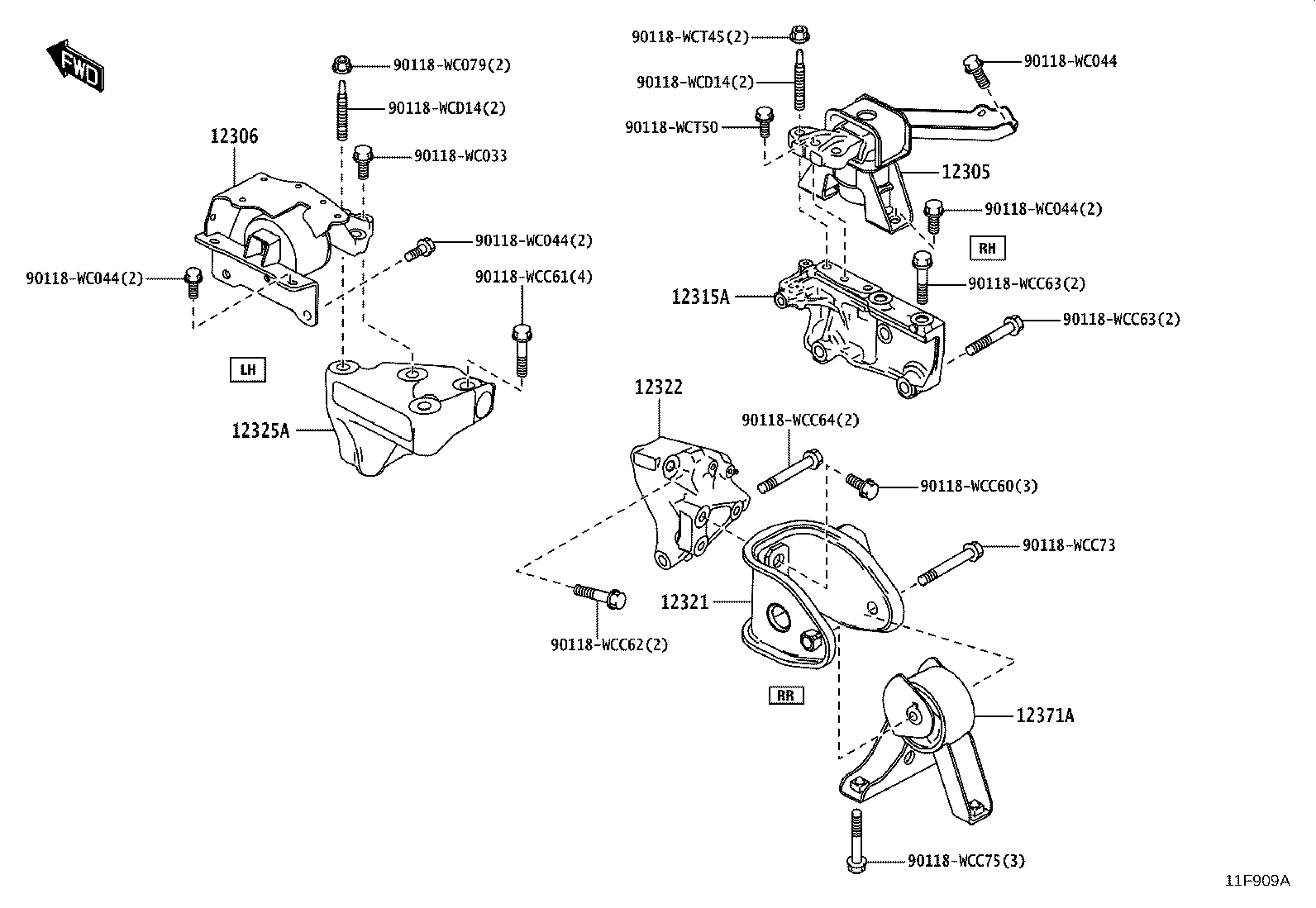 12305-WC006 INSULATOR SUB-ASSY, ENGINE MOUNTING, RH product image