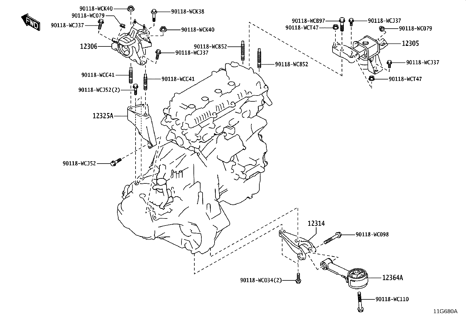 12363-WC007 ROD, ENGINE LATERAL CONTROL product image