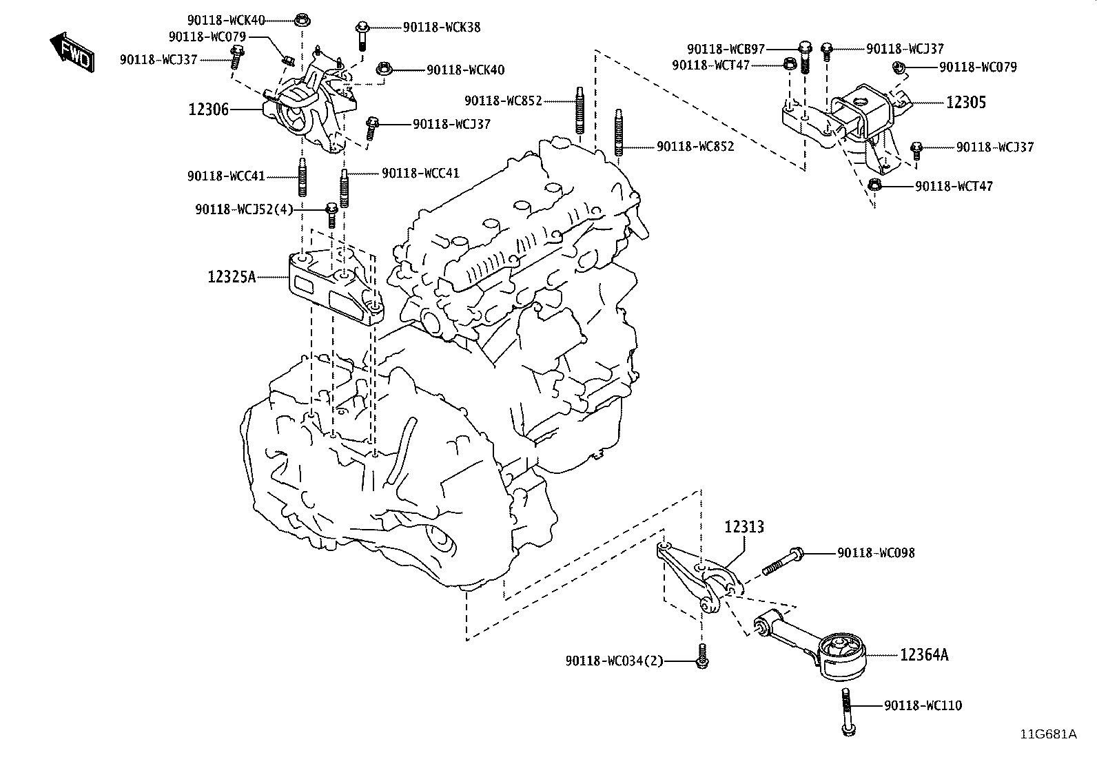 12363-WC007 ROD, ENGINE LATERAL CONTROL product image