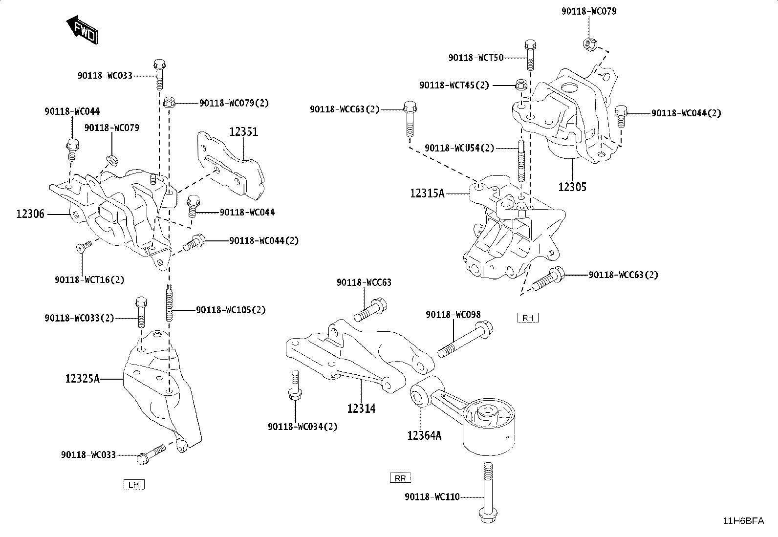 12313-WC015 BRACKET, ENGINE LATERAL CONTROL ROD product image