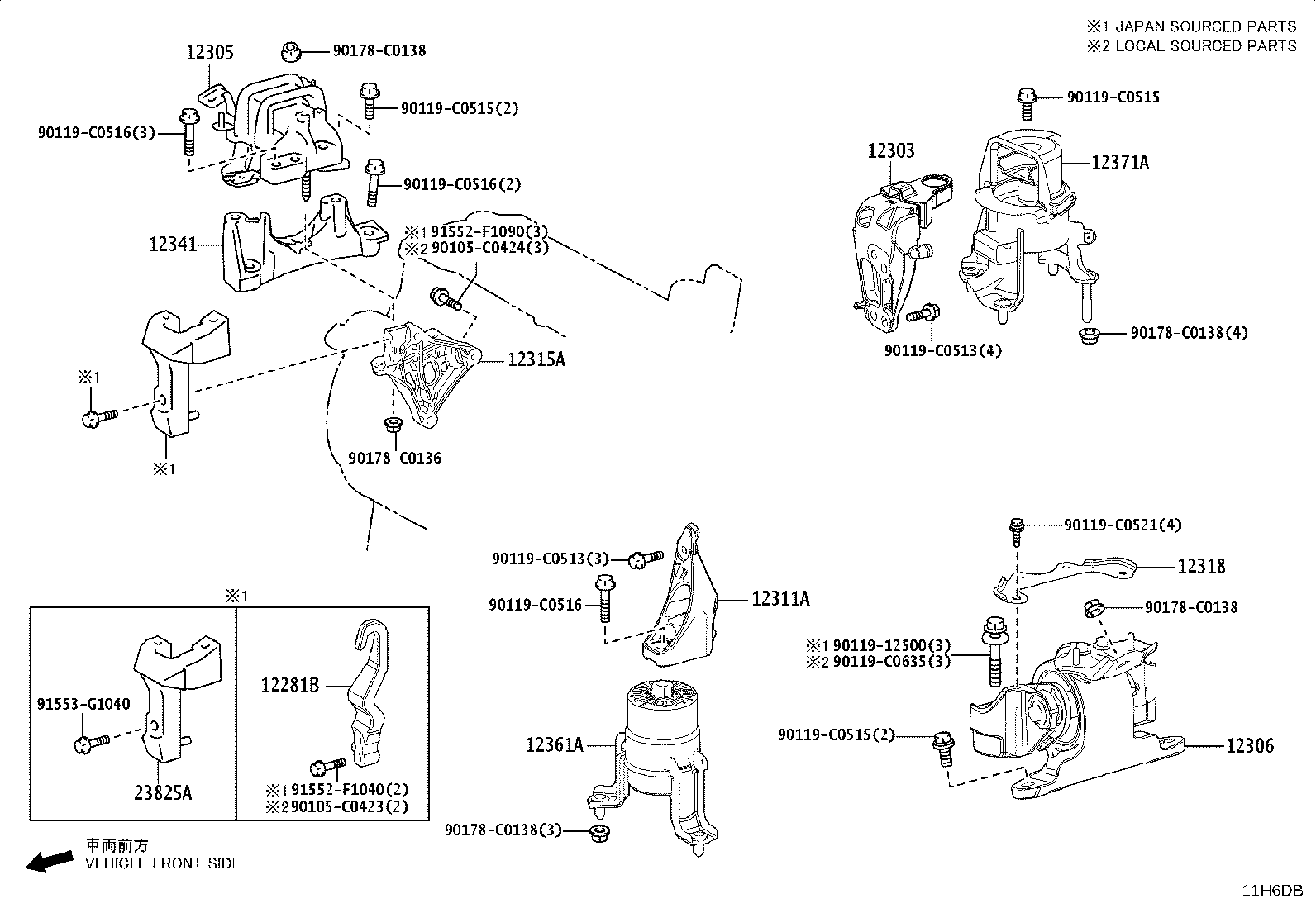 12305-F0100 INSULATOR SUB-ASSY, ENGINE MOUNTING, RH product image