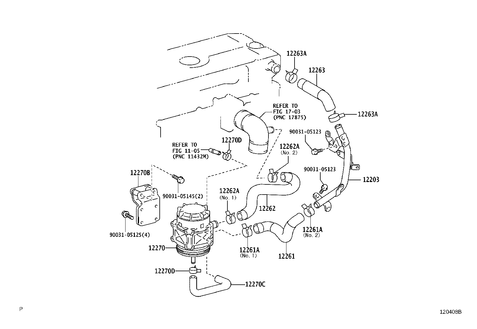 12203-78090 PIPE SUB-ASSY, VENTILATION product image