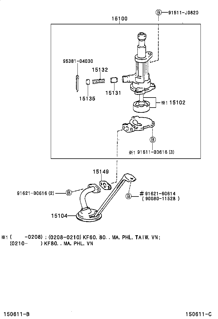15104-05030 STRAINER SUB-ASSY, OIL product image