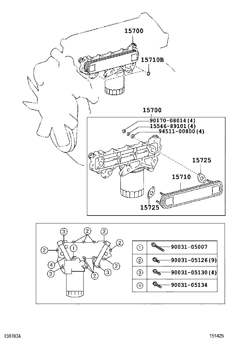 15700-E0023 COOLER ASSY, OIL W/BRACKET product image