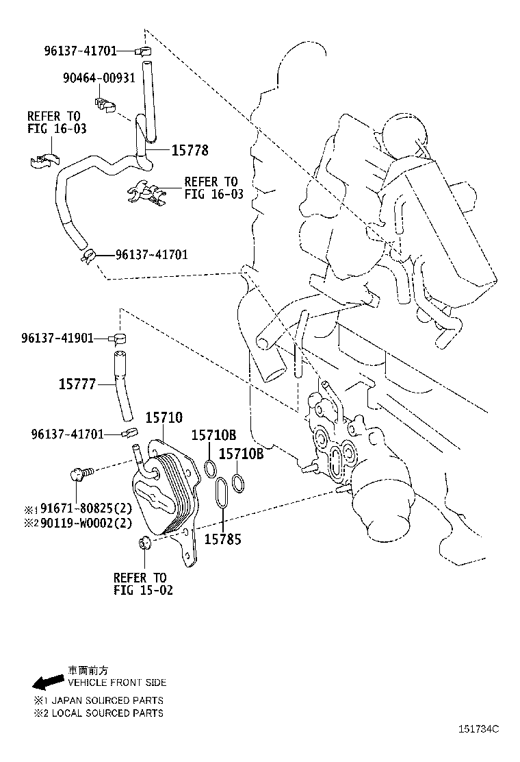 15778-0N010 HOSE, OIL COOLER, NO.2 product image