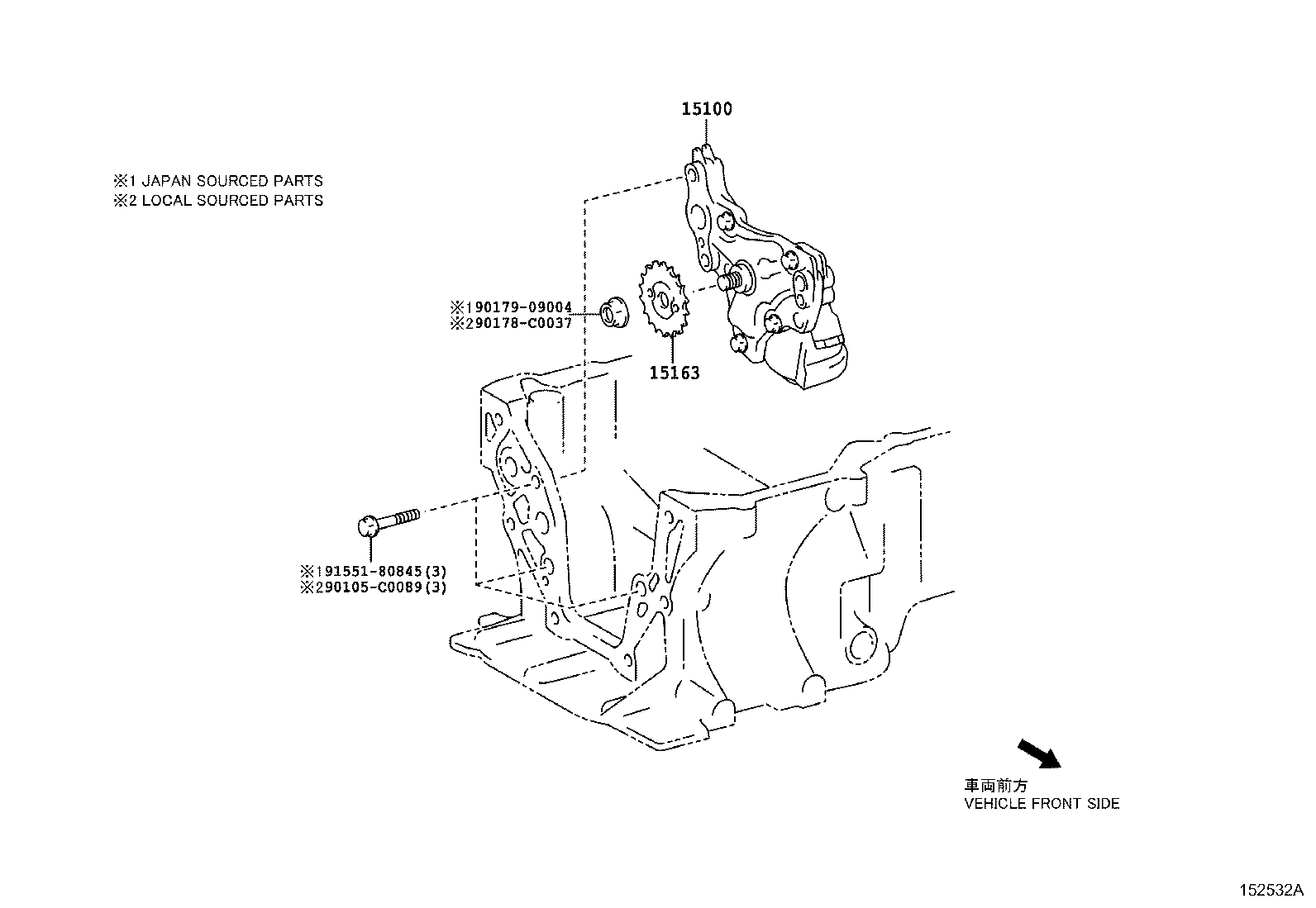 15163-0Y010 GEAR, OIL PUMP DRIVE SHAFT product image