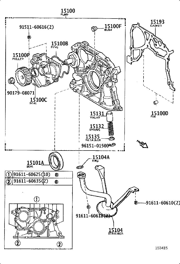 15104-88360 STRAINER SUB-ASSY, OIL product image