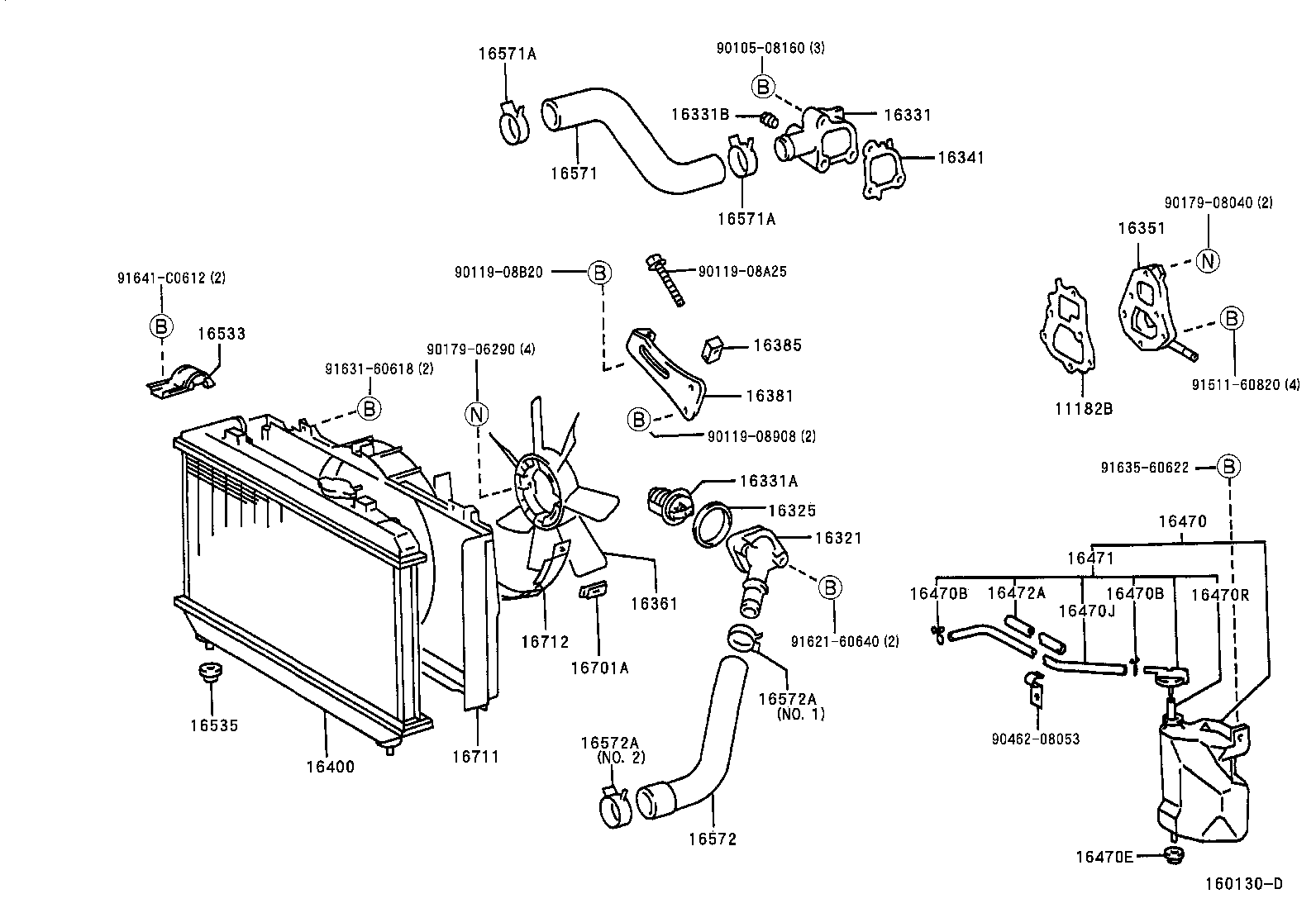 16261-13100 HOSE, WATER BY-PASS, NO.1 product image