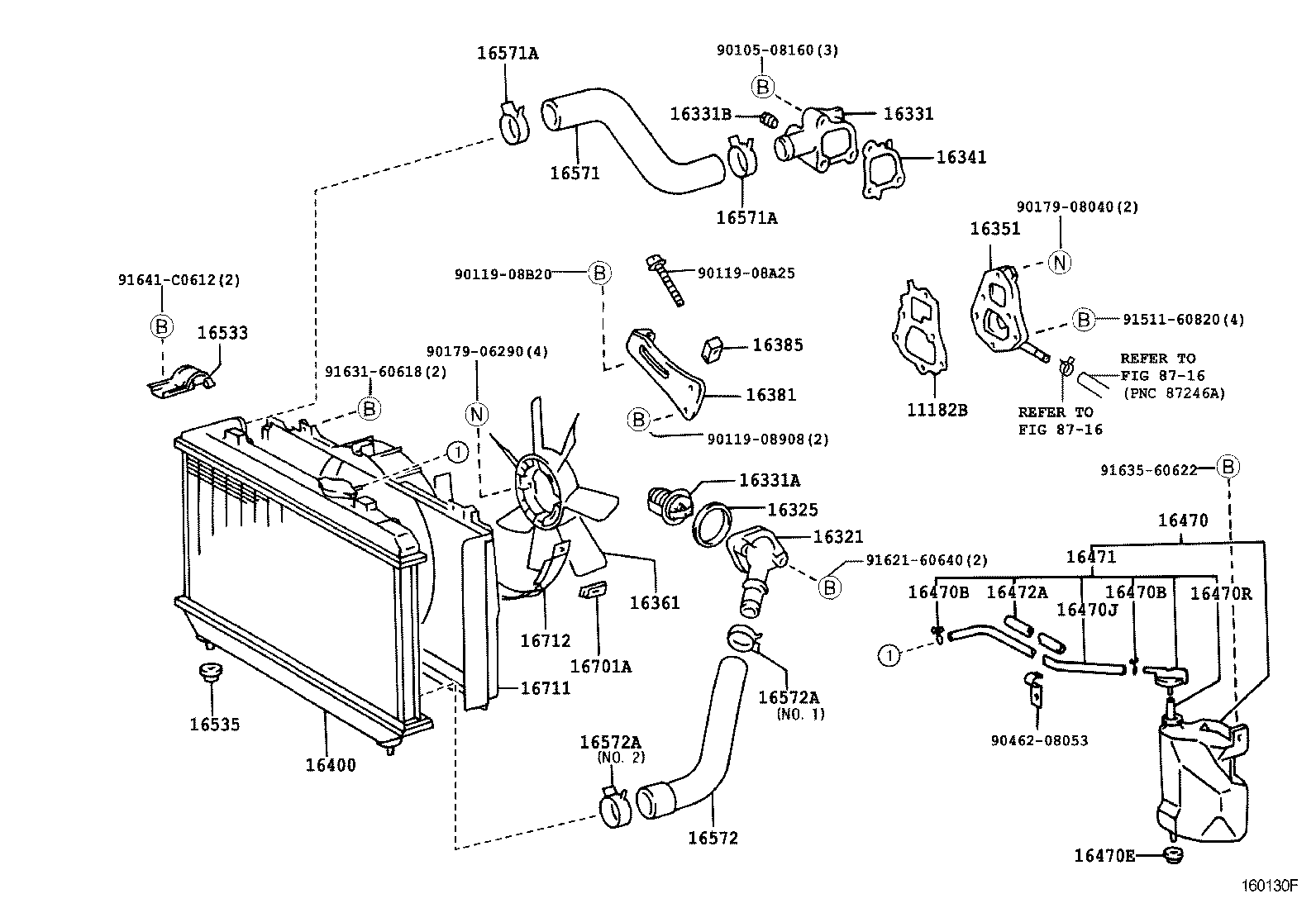 16027-64080 PIPE SUB-ASSY, TURBO WATER, NO.1 product image