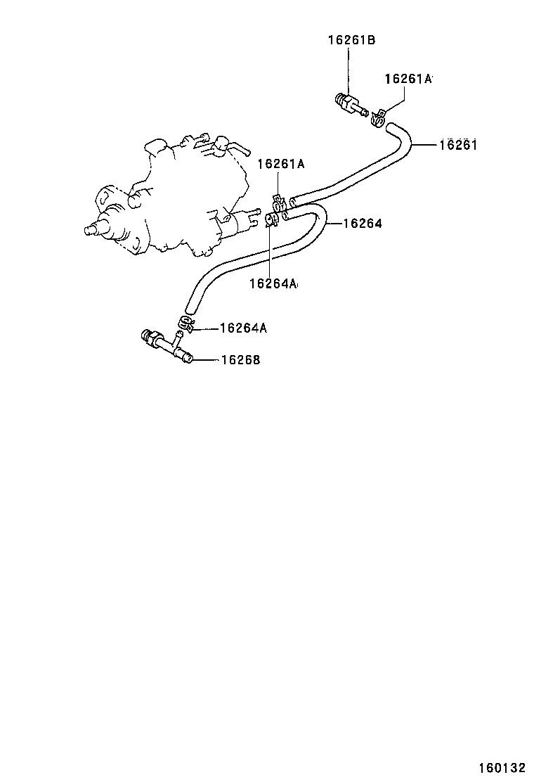 16261-13100 HOSE, WATER BY-PASS, NO.1 product image