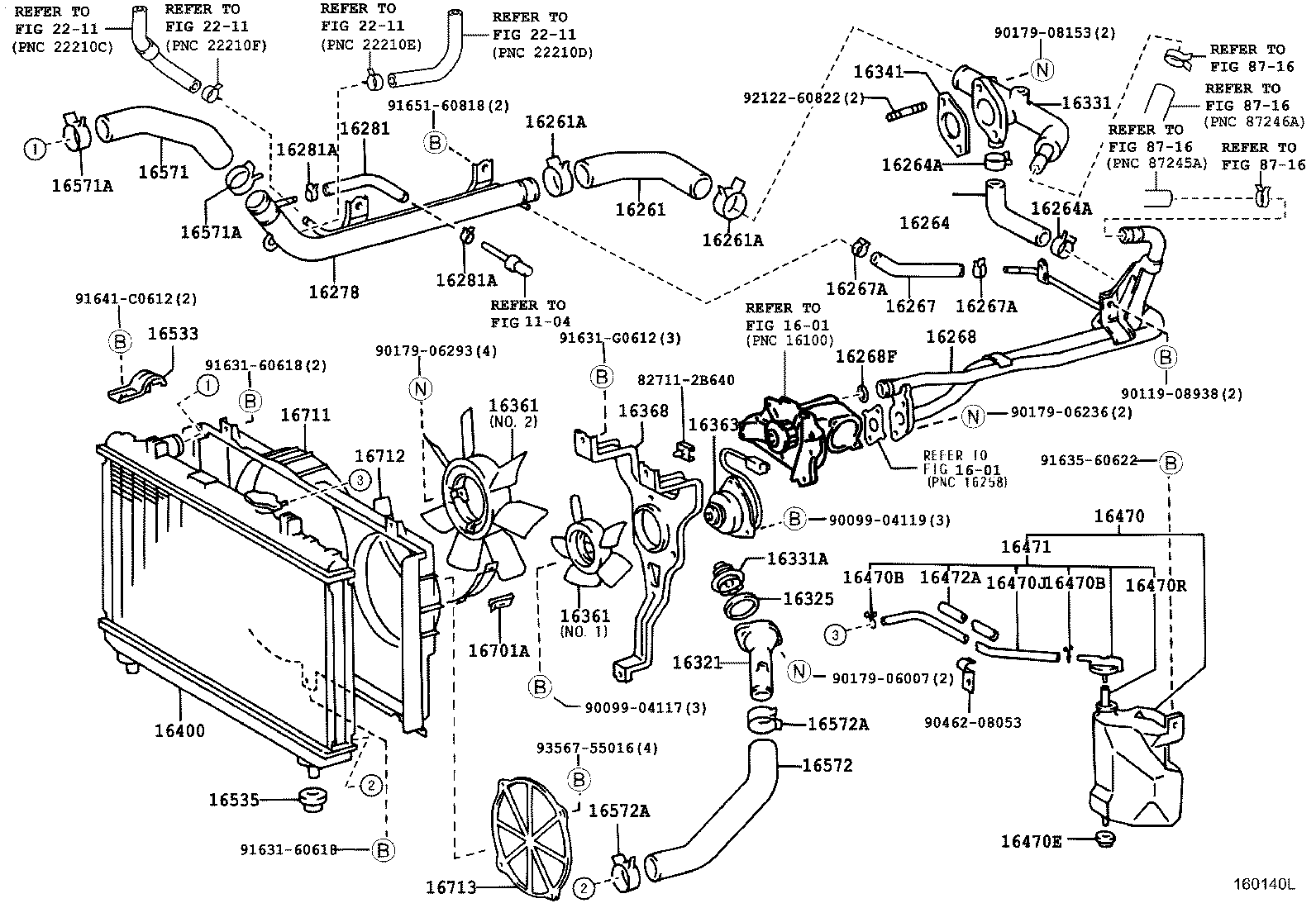 16027-64080 PIPE SUB-ASSY, TURBO WATER, NO.1 product image