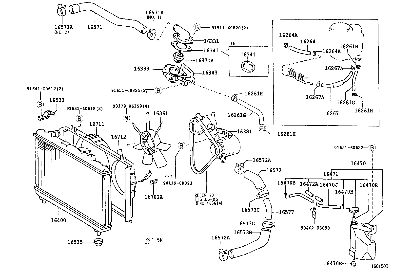 16261-13100 HOSE, WATER BY-PASS, NO.1 product image