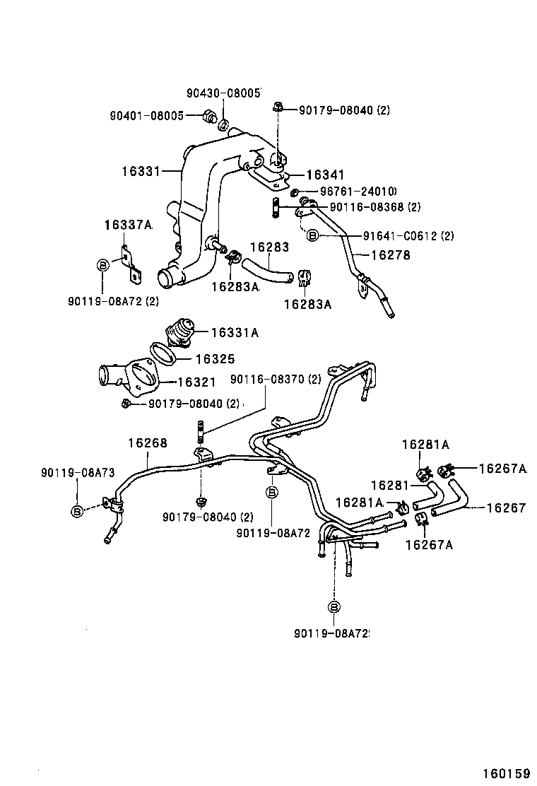 16268-76050 PIPE, WATER BY-PASS, NO.1 product image