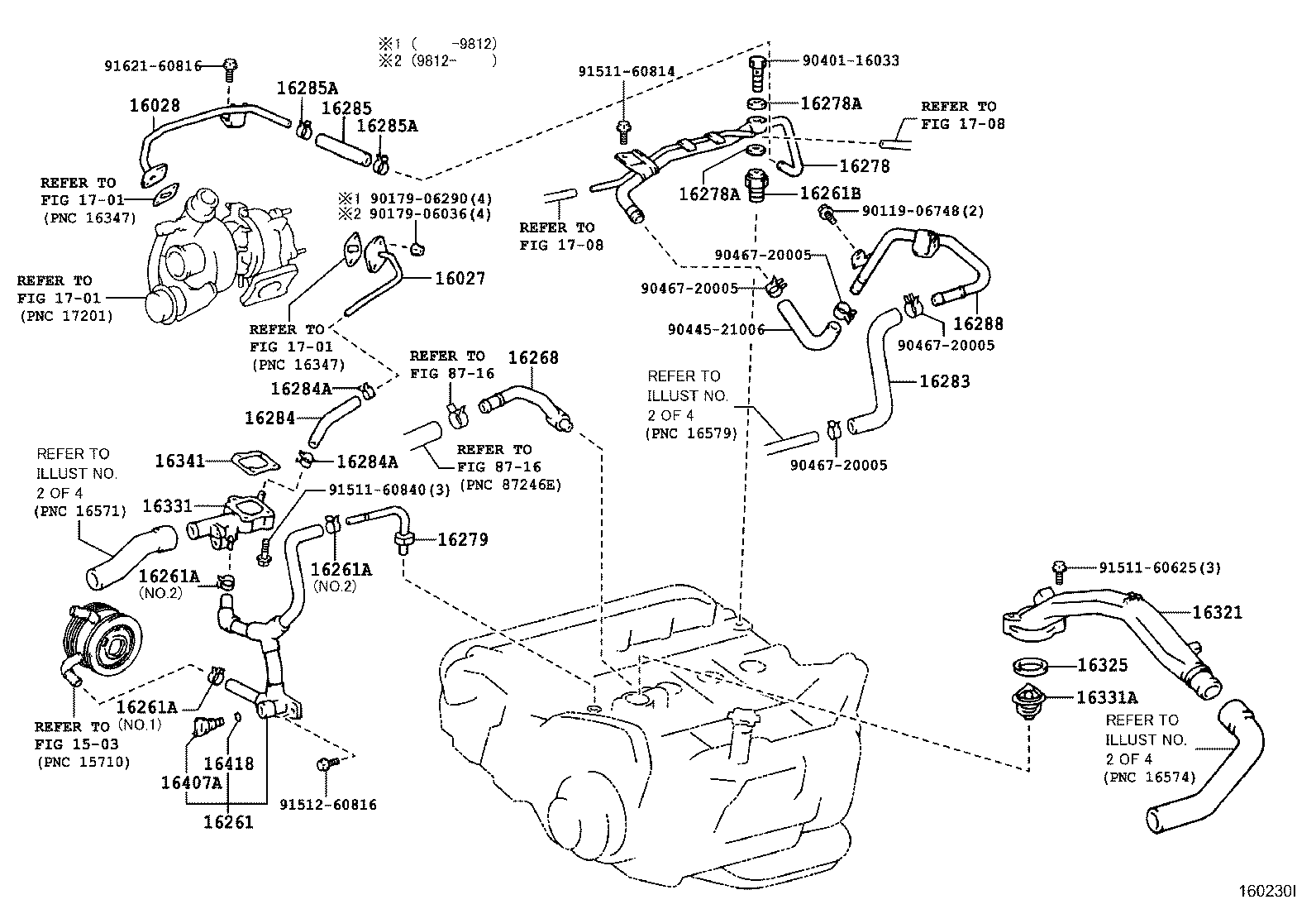 16028-64021 PIPE SUB-ASSY, TURBO WATER, NO.2 product image