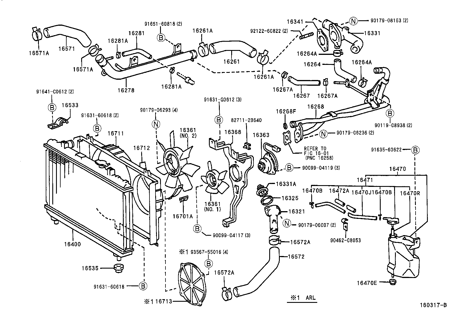 16261-13100 HOSE, WATER BY-PASS, NO.1 product image