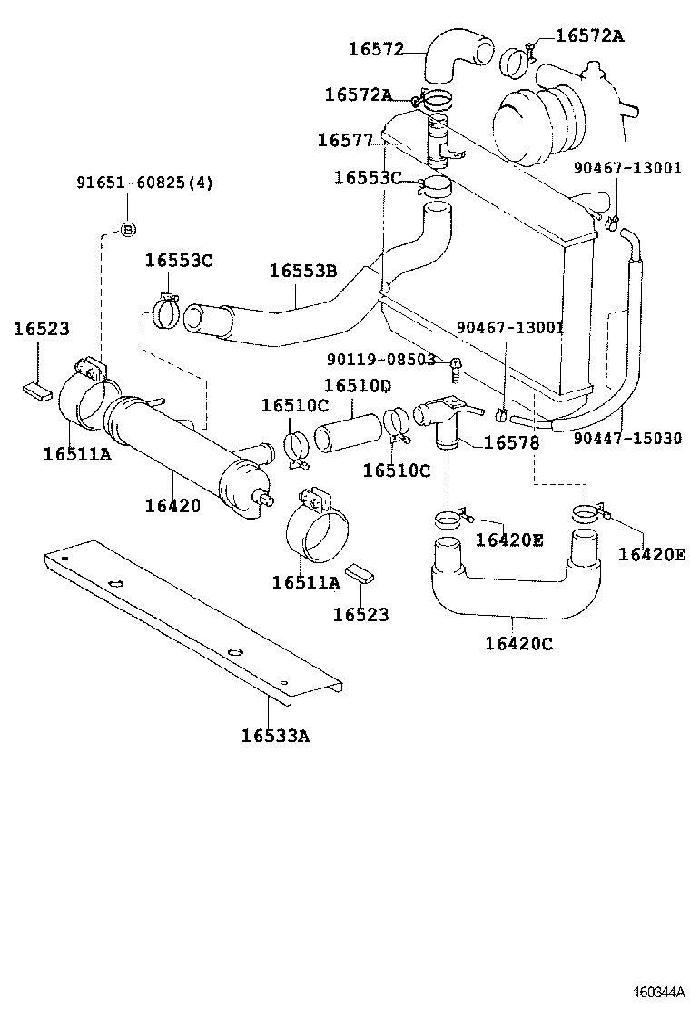 16261-67020 HOSE, WATER BY-PASS product image