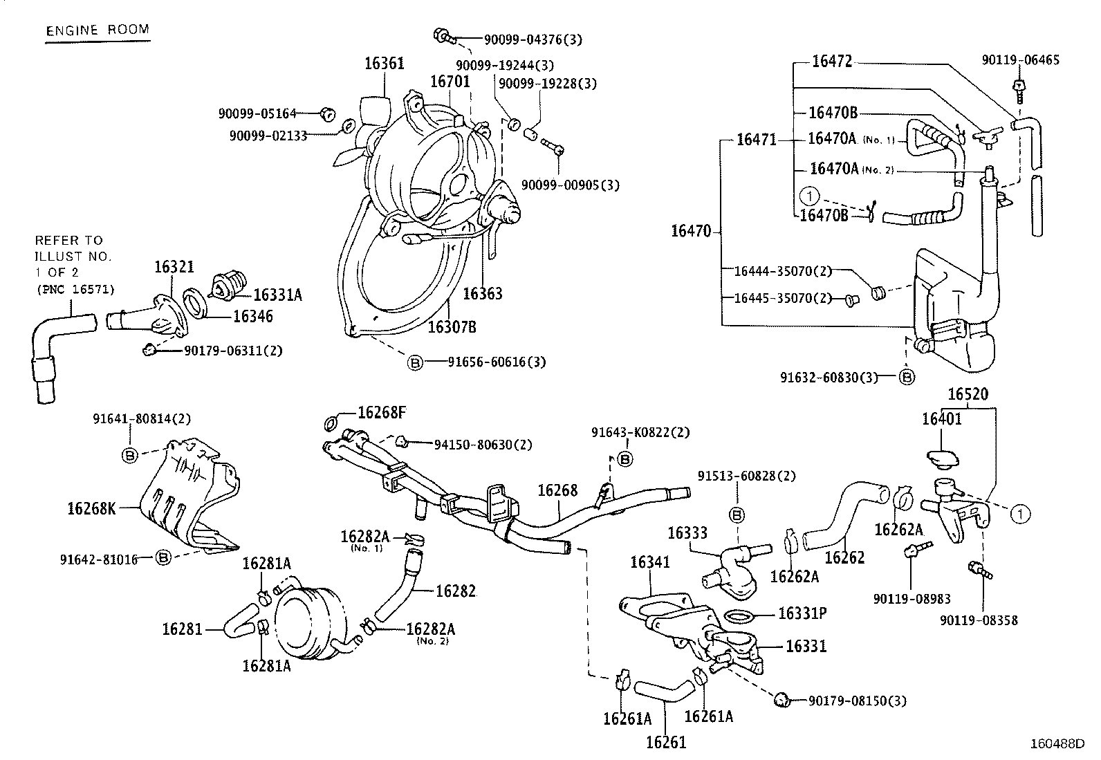 16027-88480 PIPE SUB-ASSY, TURBO WATER, NO.1 product image