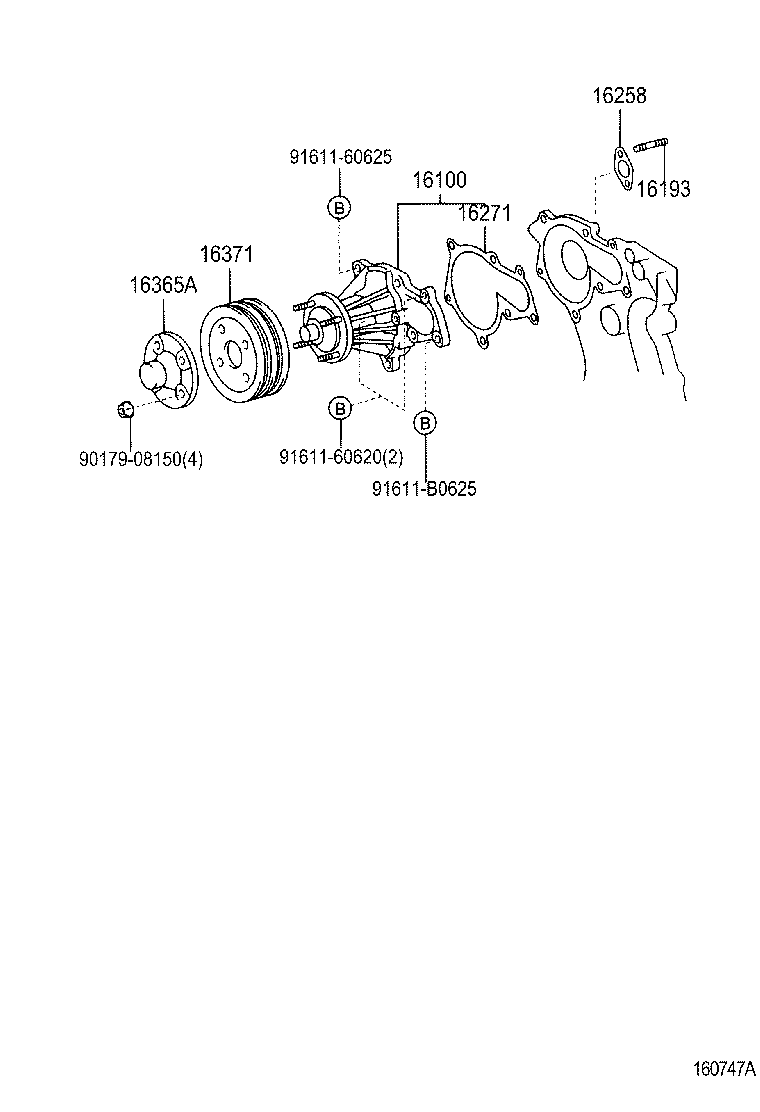 16192-70010 BOLT, STUD(FOR WATER PUMP COVER) product image