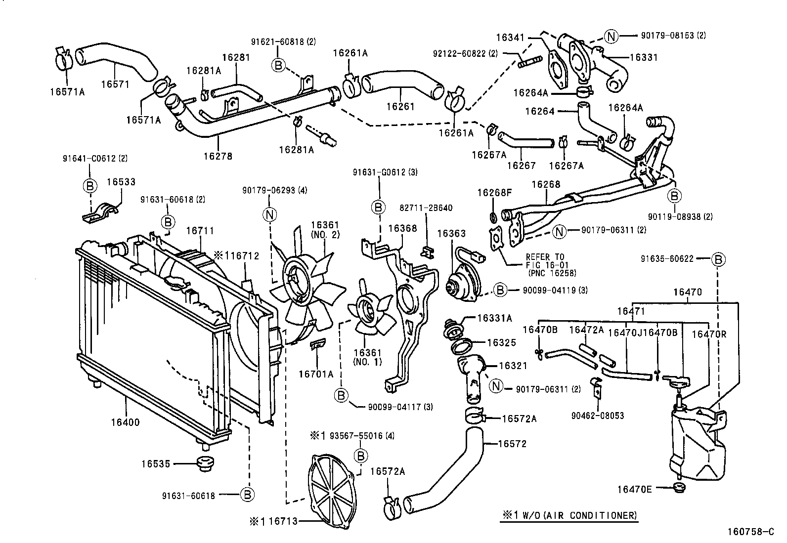 16261-13100 HOSE, WATER BY-PASS, NO.1 product image