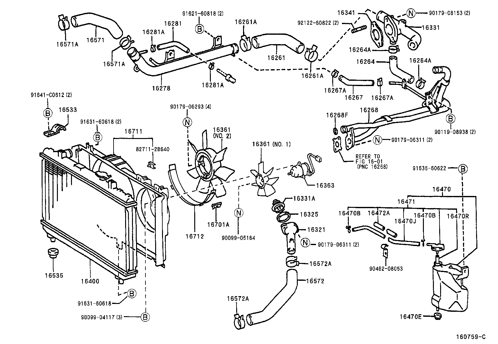 16261-13100 HOSE, WATER BY-PASS, NO.1 product image