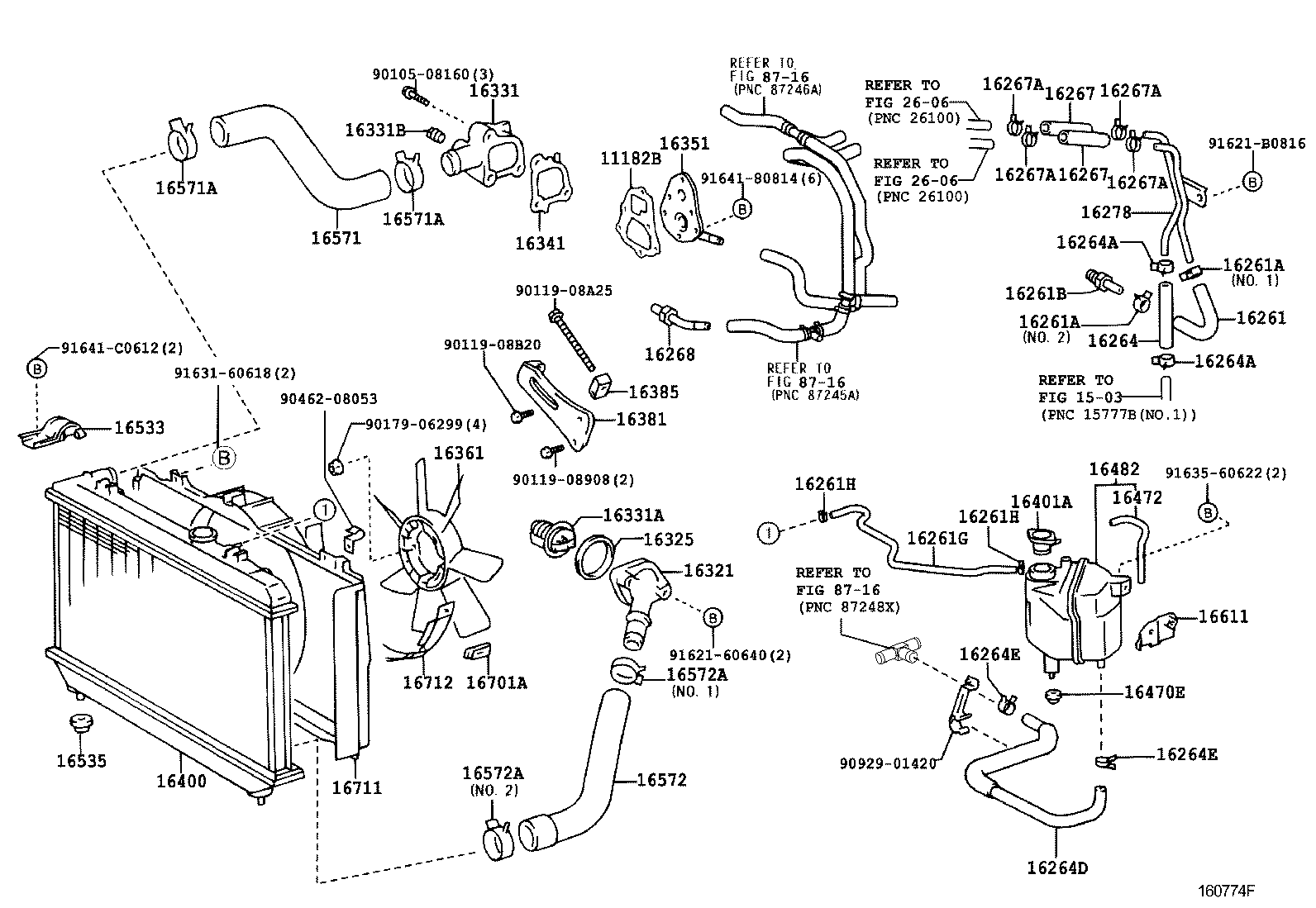 16027-64080 PIPE SUB-ASSY, TURBO WATER, NO.1 product image