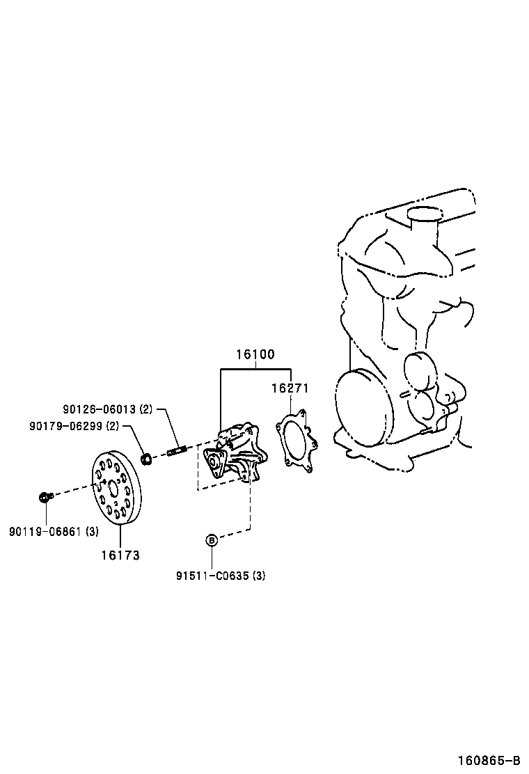 16173-23020 PULLEY, WATER PUMP product image