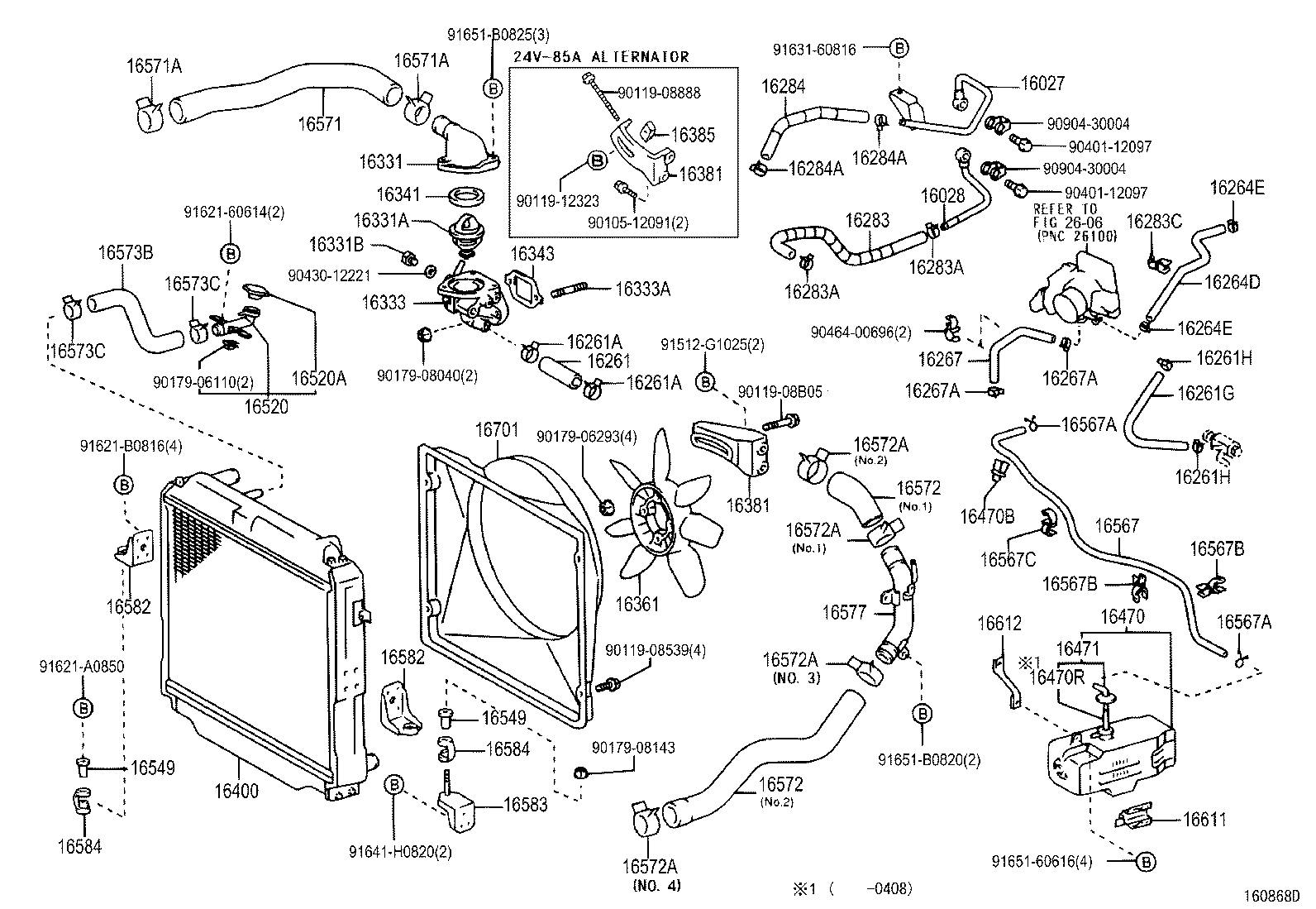 16206-78141 PIPE SUB-ASSY, WATER BY-PASS, NO.3 product image