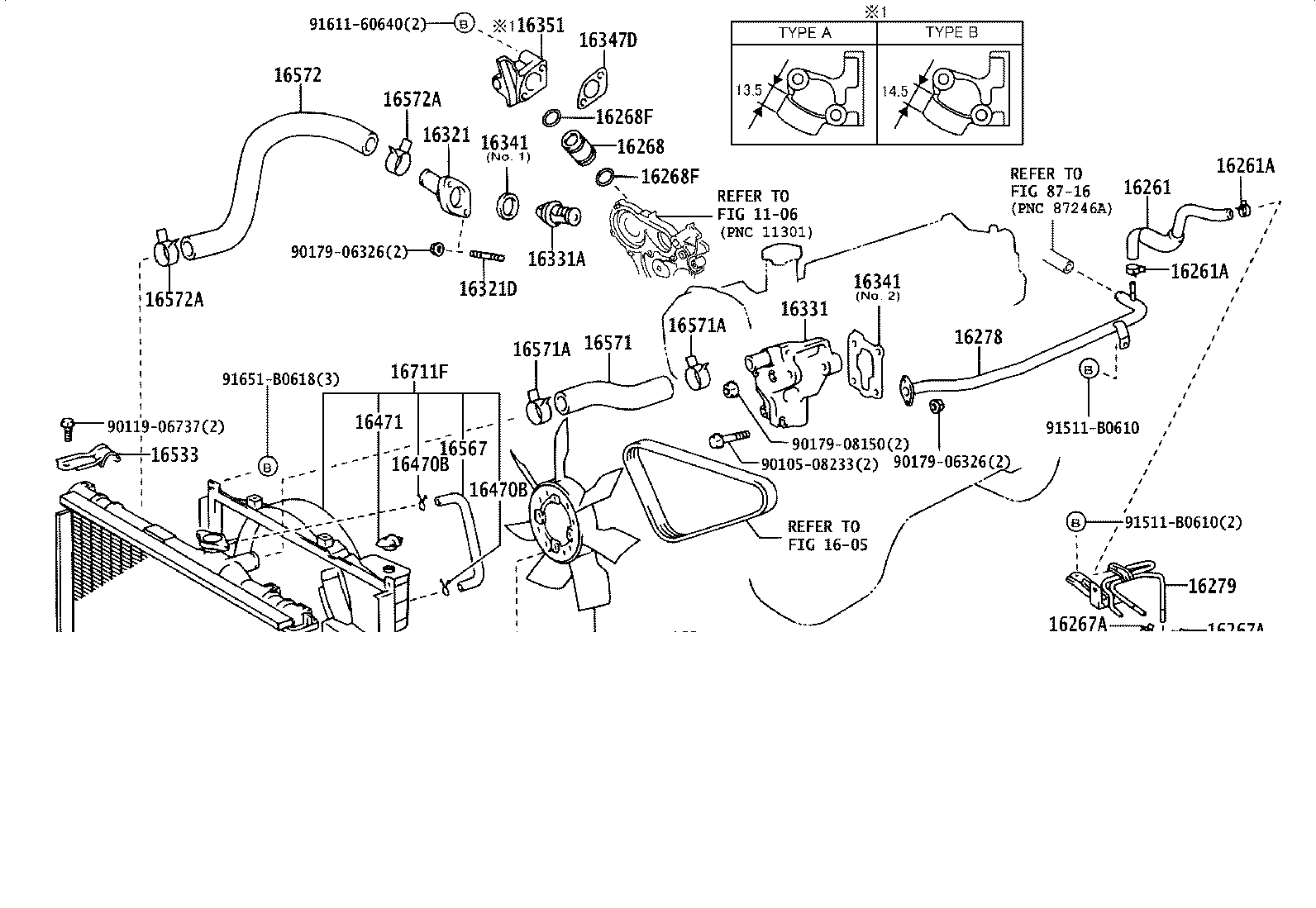 16282-46020 HOSE, WATER BY-PASS, NO.5 product image