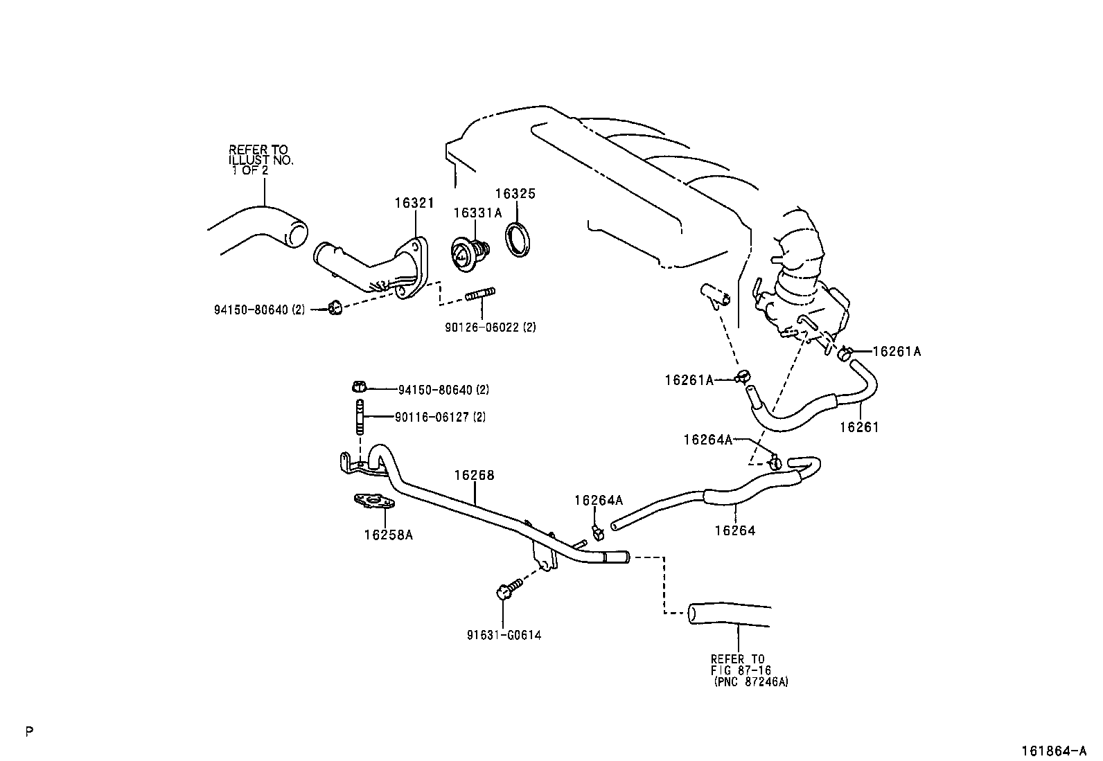 16264-28080 HOSE, WATER BY-PASS, NO.2 product image