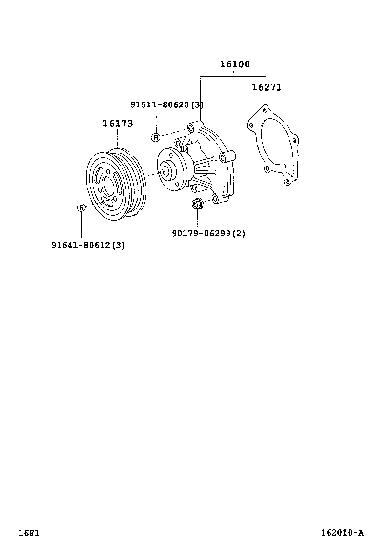 16173-BZ010 PULLEY, WATER PUMP product image