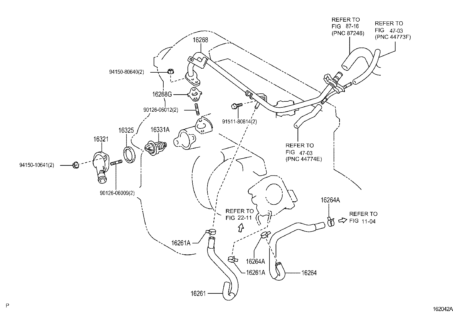 16261-22142 HOSE, WATER BY-PASS product image