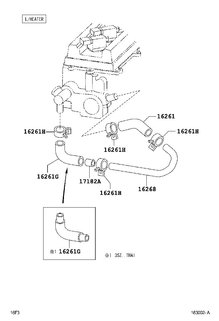 16261-BZ030 HOSE, WATER BY-PASS, NO.1 product image