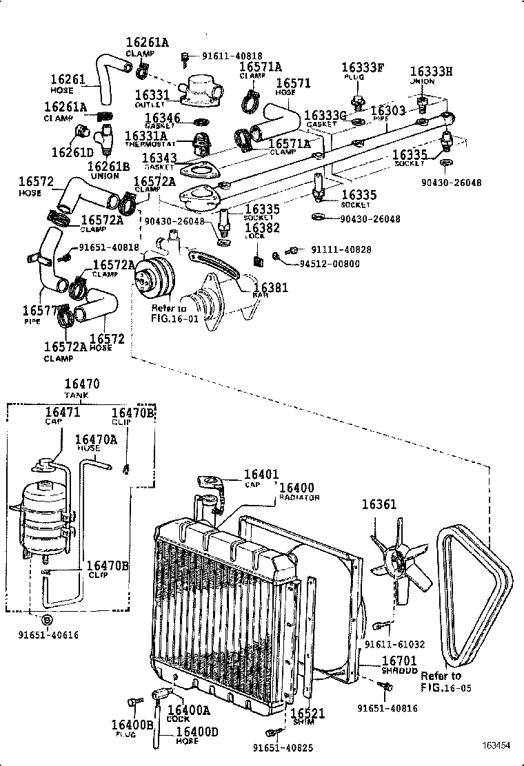16261-76021 HOSE, WATER BY-PASS product image
