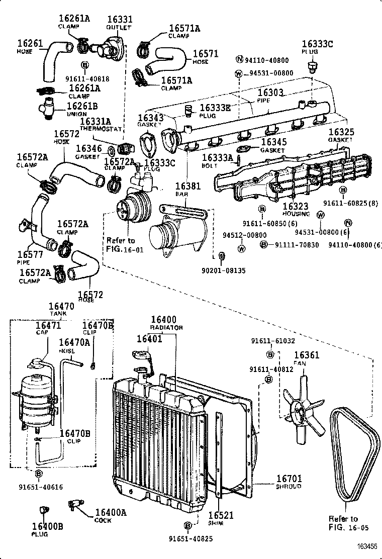 16261-76021 HOSE, WATER BY-PASS product image