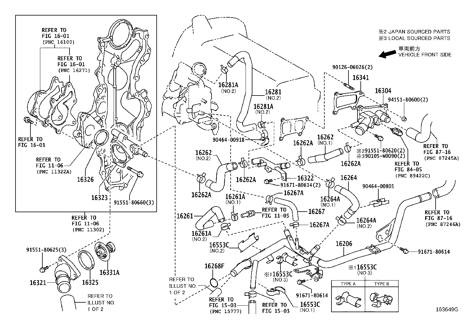 16260-0Q040 Water Bypass Hose Assembly product image
